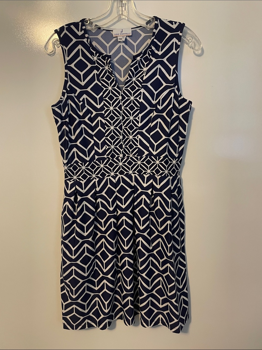 Jude Connally Blue and White Pocket Sleeveless Dress Size Medium